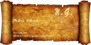 Muhi Géza névjegykártya